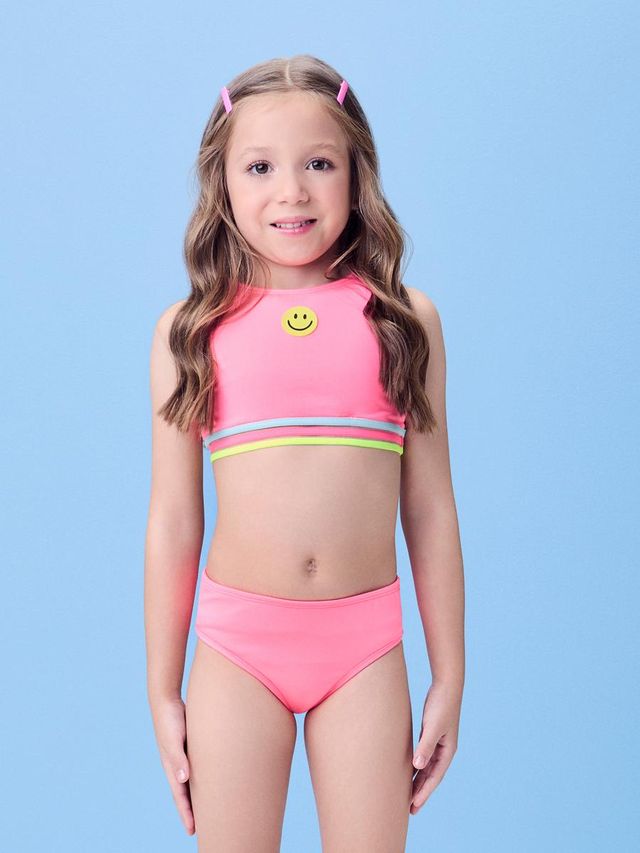 Biquíni Infantil Rosa Smile Momi