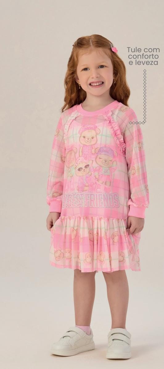 Vestido Tule Urso Petit Cherie