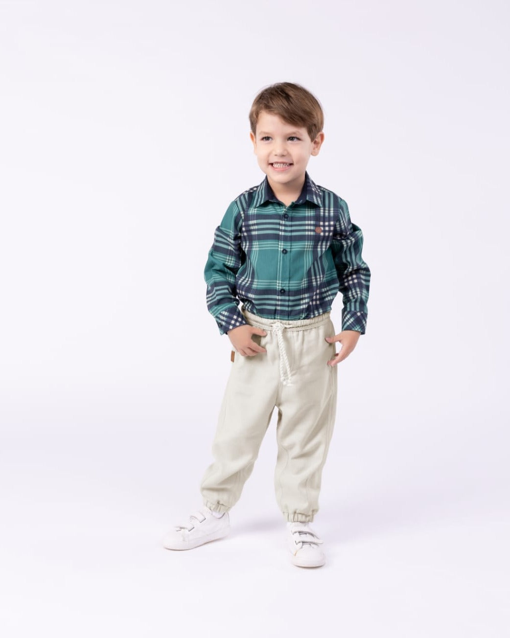 Camisa Body Xadrez Verde UM+UM