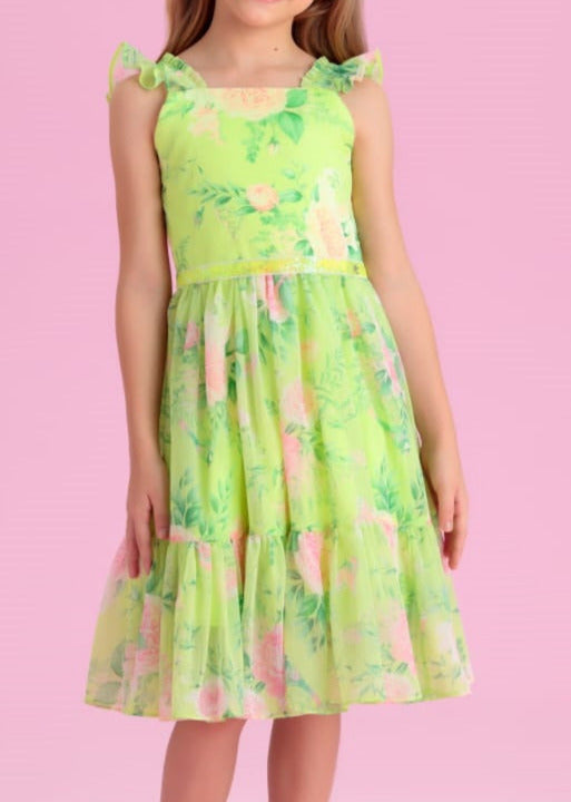 Vestido Flor Verde Petit Cherie