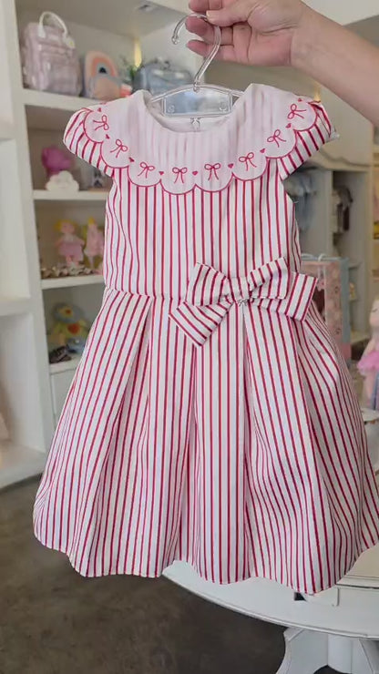 Vestido Infantil Vermelho Listrado Petit Cherie