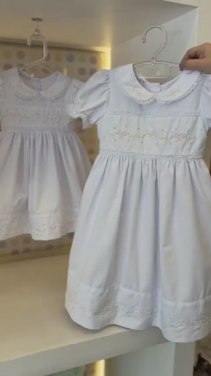 Vestido Infantil Branco Clássico Bordado Buá