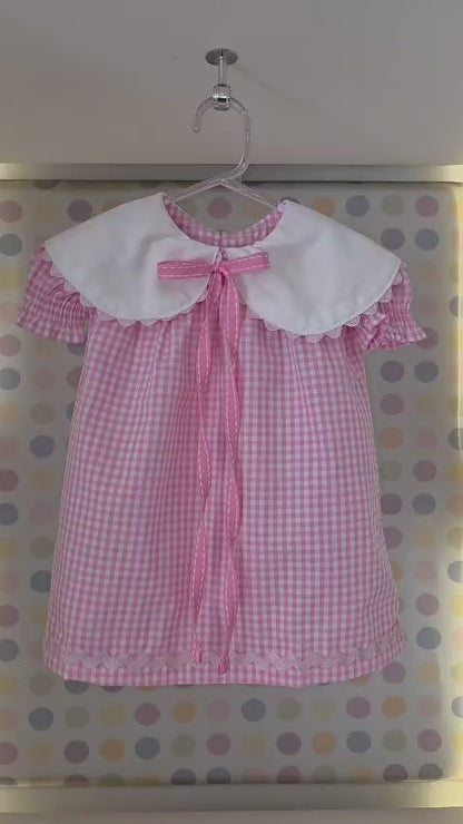 Vestido Bebê Rosa Xadrez Buá