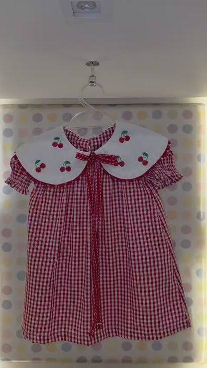 Vestido Bebê Vermelho Cerejas Buá
