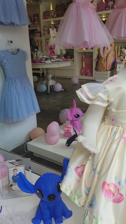 Vestido Infantil Festa Amarelo Flores Buá