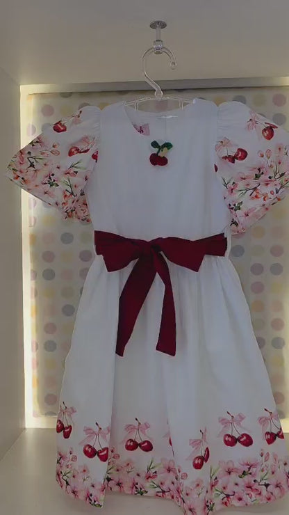 Vestido Infantil Cereja Barrado Buá