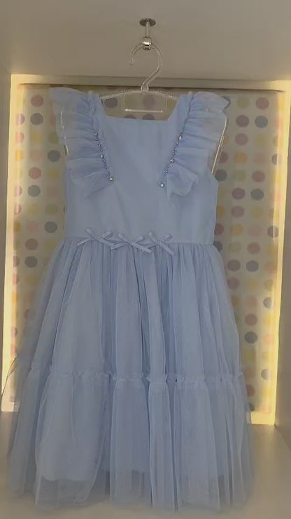 Vestido Infantil Azul Glamour Petit Cherie