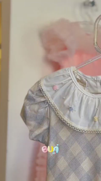 Vestido Infantil Xadrez Azul Buá