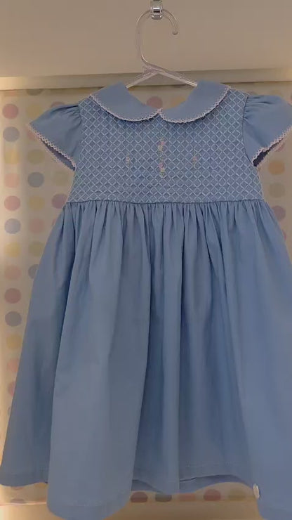 Vestido Bebê Azul Flor Rococó Buá