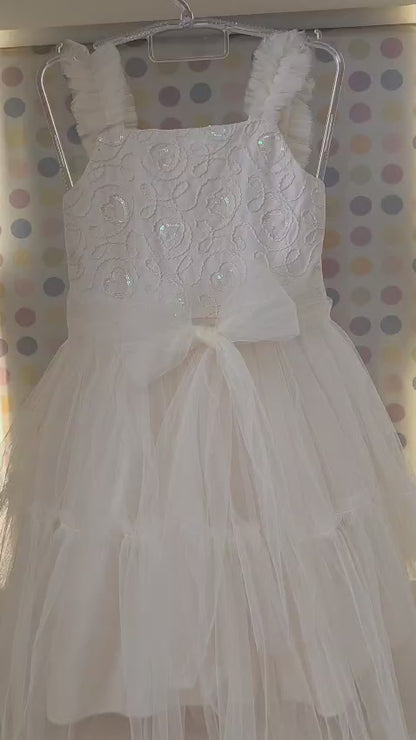 Vestido Infantil Bege Corações Petit Cherie