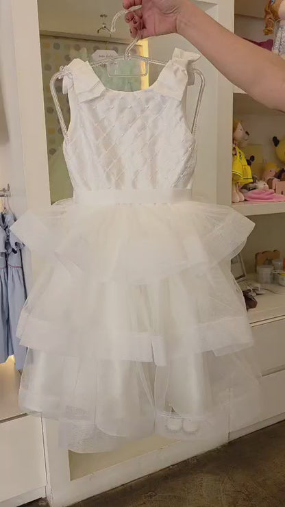 Vestido Infantil Branco Babados Petit Cherie