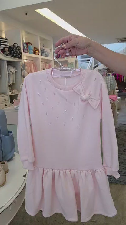 Vestido Infantil Moletom Rosa Petit Cherie