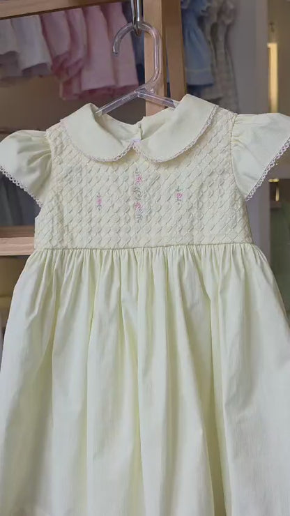Vestido Bebê Amarelo Flor Rococó Buá