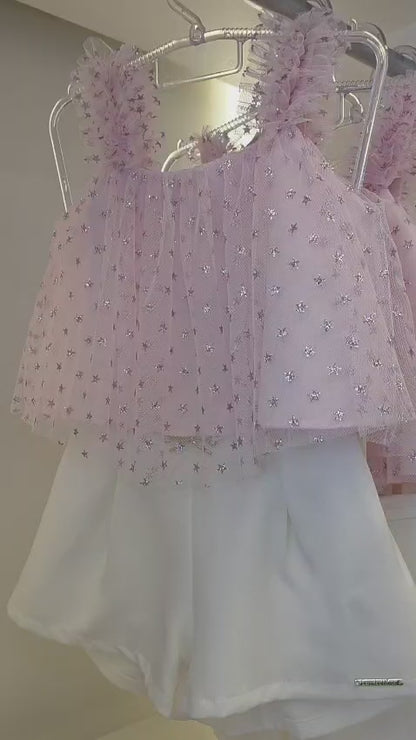 Conjunto Infantil Menina Rosa Tule Star Buá
