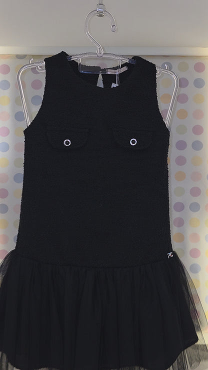 Vestido Infantil Tweed Preto Petit Cherie