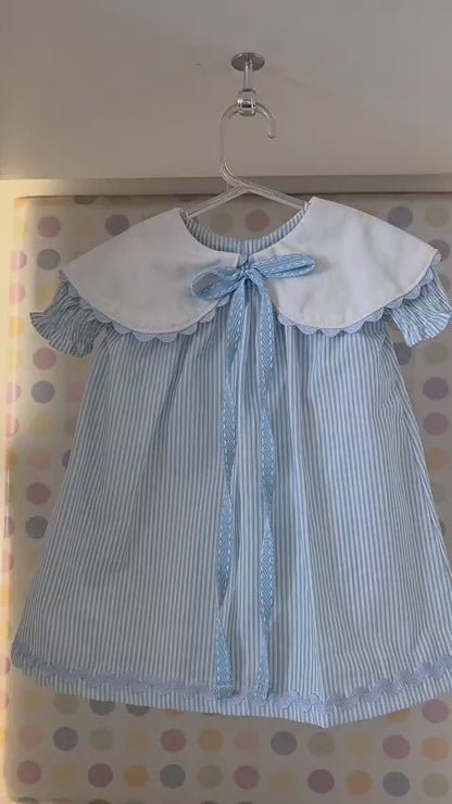 Vestido Bebê Azul Listrado Buá