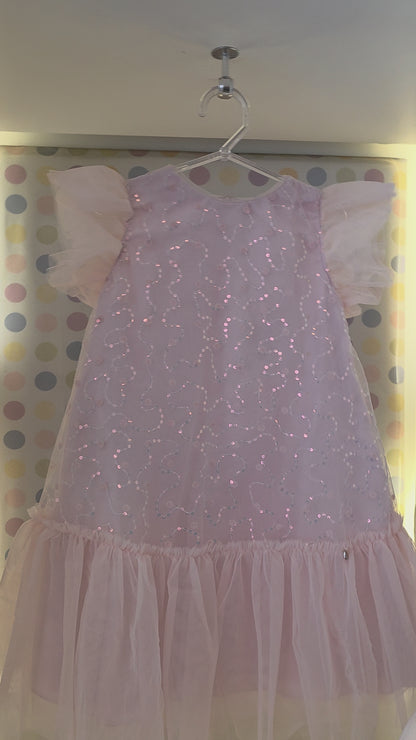 Vestido Infantil Rosa Paetê Petit Cherie