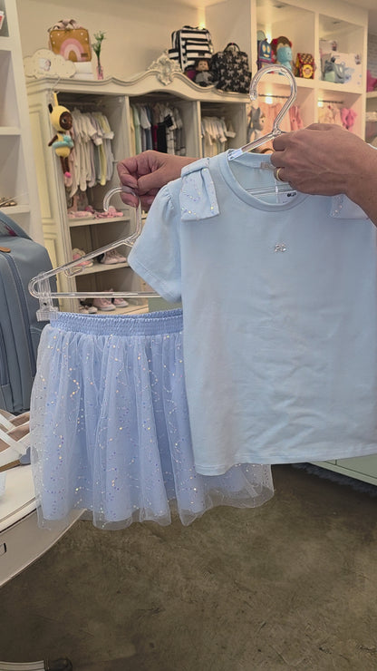 Conjunto Infantil Azul Paetê Petit Cherie
