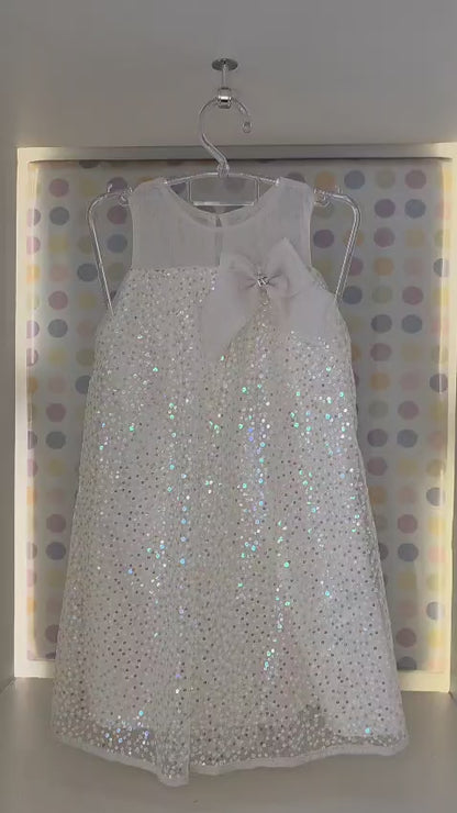 Vestido Infantil Creme Paetê Petit Cherie