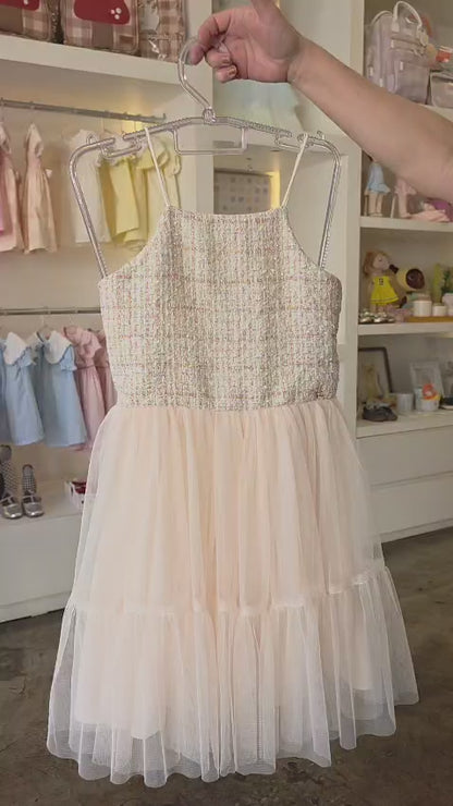 Vestido Infantil Creme Xadrez Petit Cherie