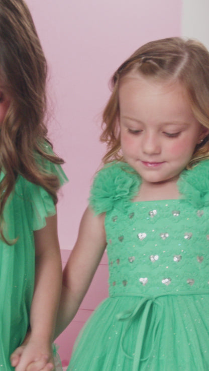 Vestido Infantil Tule Verde Petit Cherie