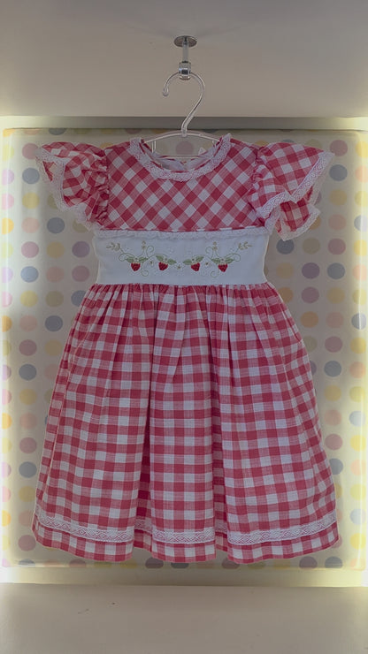 Vestido Bebê Xadrez Morango Buá