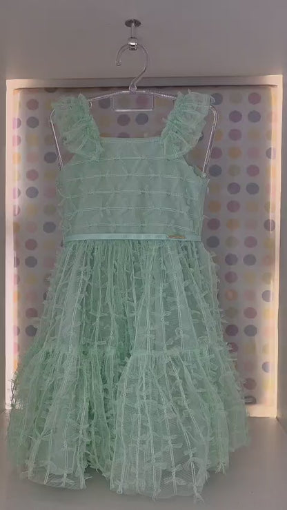 Vestido Infantil Menina Verde Laços Buá