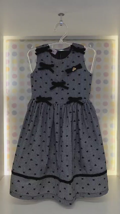 Vestido Infantil Corações Preto Buá