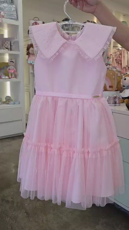 Vestido Infantil Gola Strass Buá