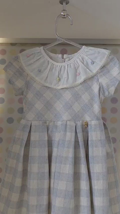 Vestido Infantil Xadrez Azul Buá