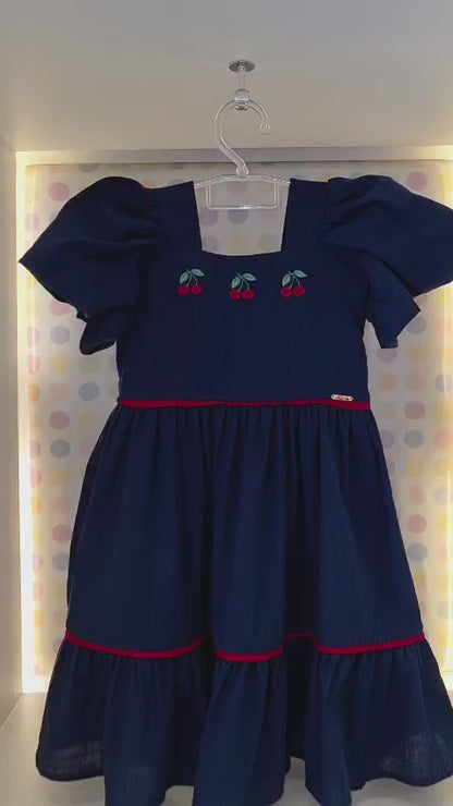 Vestido Infantil Marinho Cereja Buá