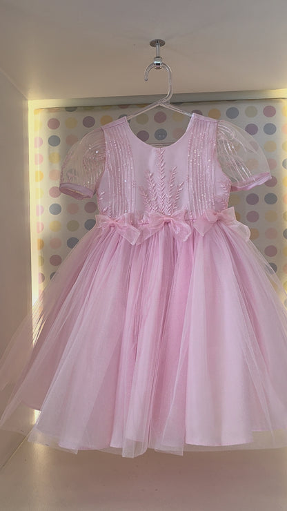 Vestido Infantil Festa Rosa Bordado Buá
