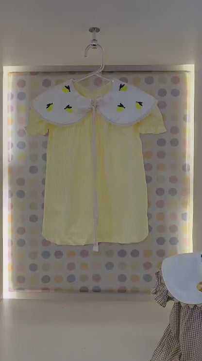 Vestido Bebê Bege Xadrez Buá