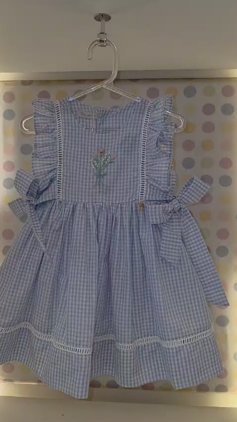 Vestido Bebê Xadrez Azul Buá