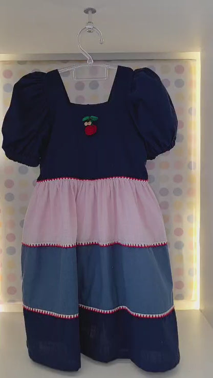 Vestido  Infantil Três Cores Cereja Buá