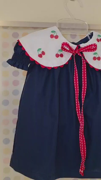 Vestido Bebê Marinho Cerejas Buá