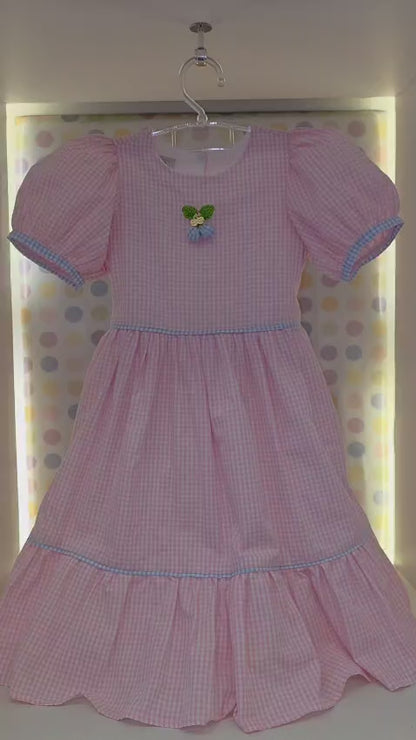 Vestido Infantil Xadrez Rosa Buá