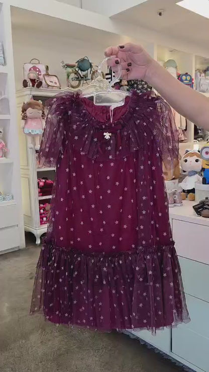 Vestido Infantil Bordô Estrelas Buá