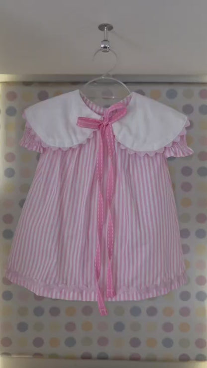 Vestido Bebê Rosa Listrado Buá