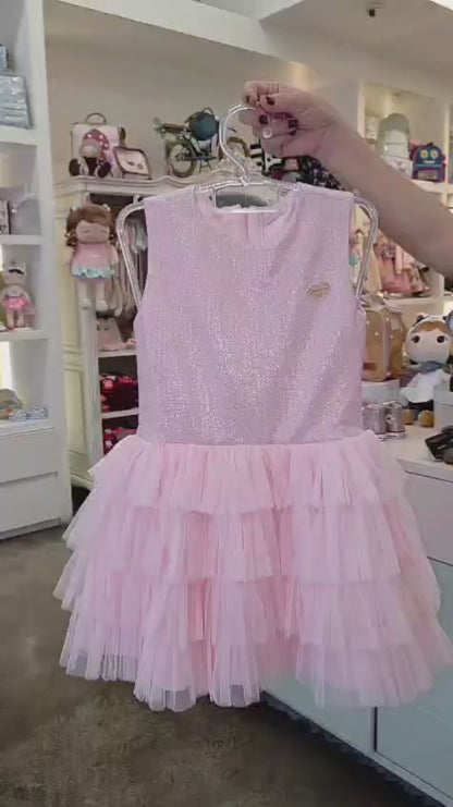 Vestido Infantil Rosa Brilho Buá