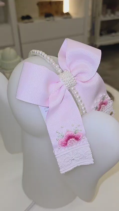 Tiara Infantil Rosa Bordada Buá
