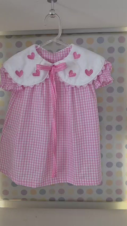 Vestido Bebê Rosa Corações Buá