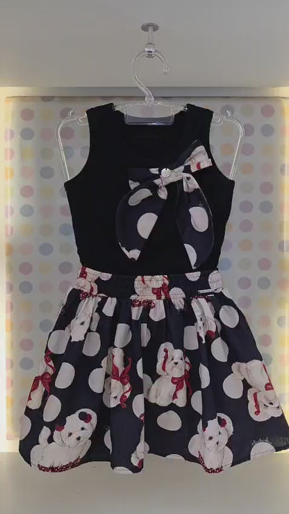 Conjunto Infantil Preto Cachorros Pituchinhus