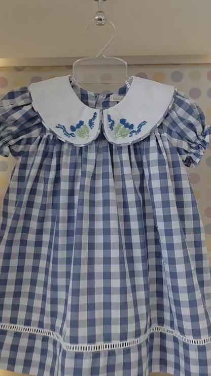 Vestido Bebê Xadrez Azul Buá