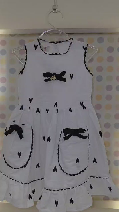 Vestido Infantil Branco Corações Buá