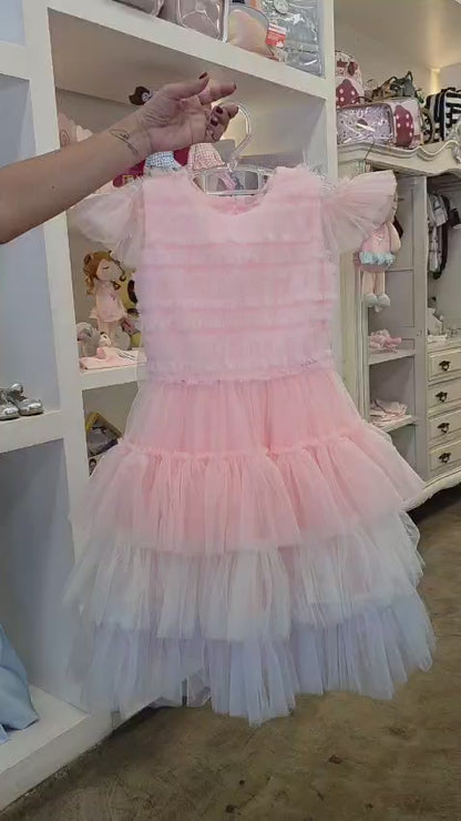 Vestido Infantil Camadas Babados Color Petit Cherie