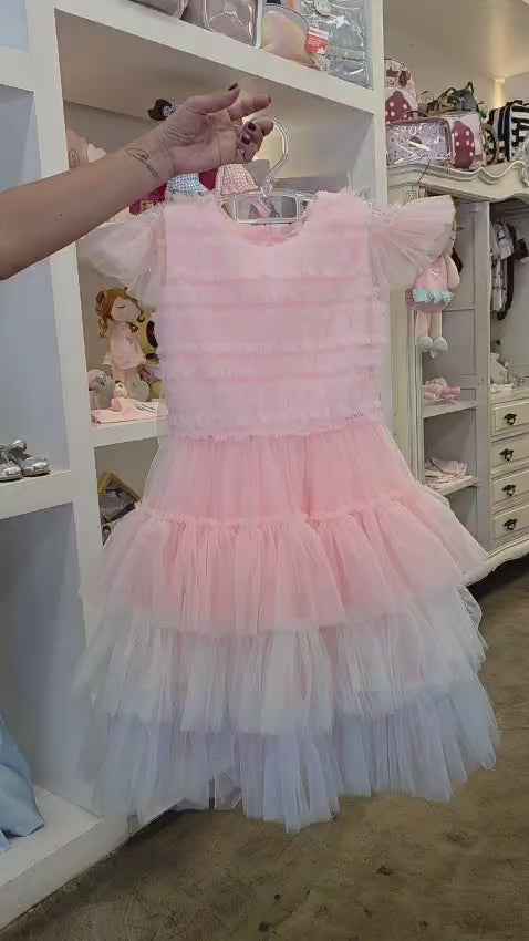 Vestido Infantil Camadas Babados Color Petit Cherie