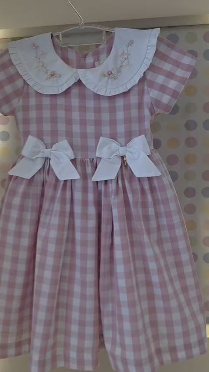 Vestido Bebê Xadrez Rosa Buá