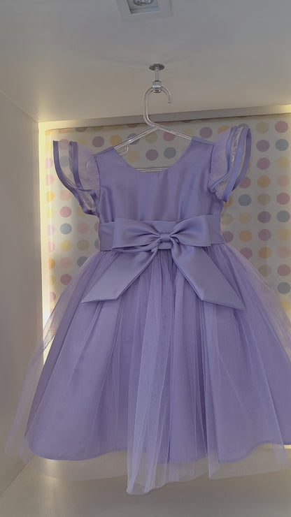 Vestido Infantil Festa Lilás Laço Buá