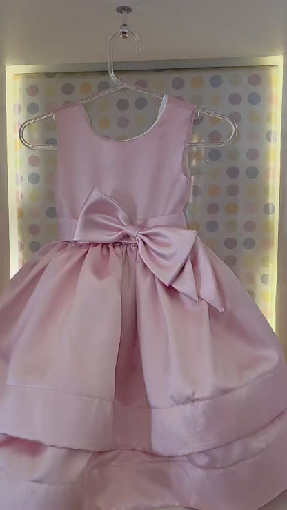 Vestido Infantil Saia Dupla Rose Laço Buá